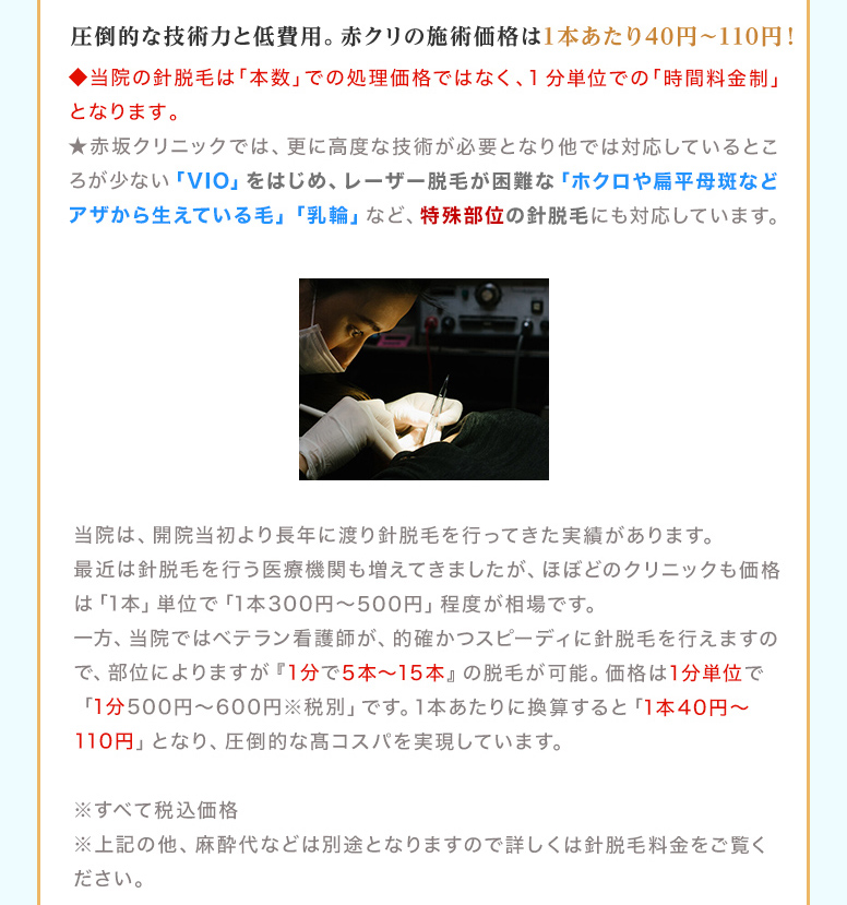 針脱毛のポイント